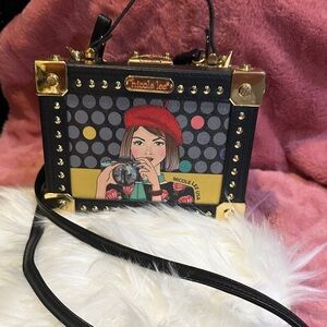 Nicole Lee Artistic Black and Gold Crossbody Bag